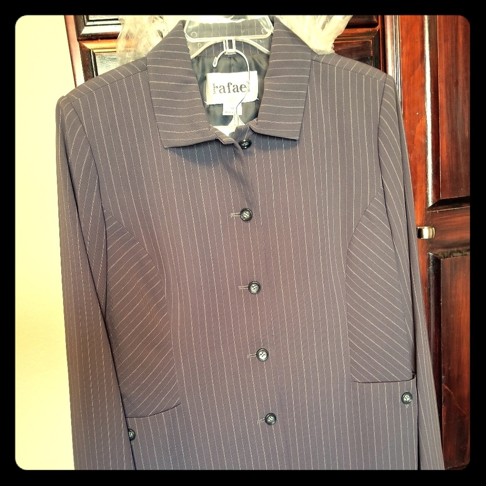Rafael ladies dress skirt suit black pin stripe
